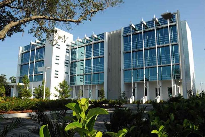 Commercial building exterior and grounds